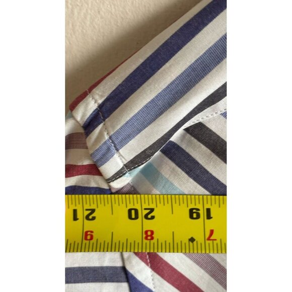 Robert Graham Mens Long Sleeve Chevron Striped French Cuff Dress Shirt Size 2XL - Picture 5 of 9